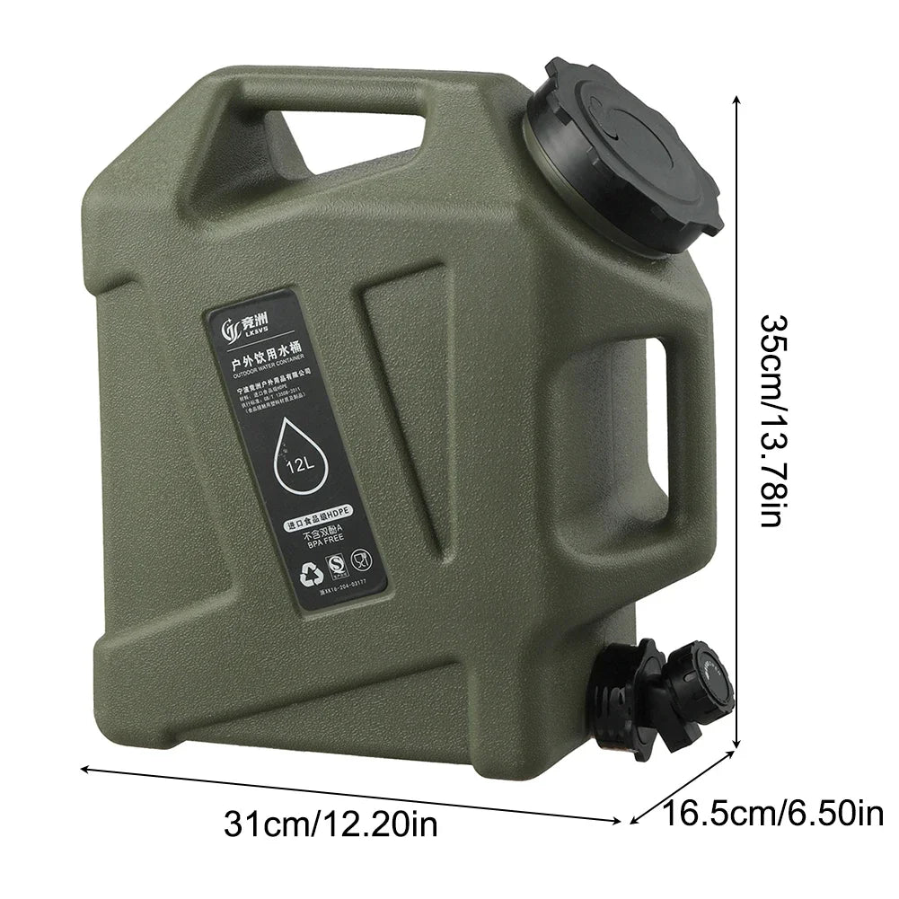 10/12L Outdoor Water Bucket Large-Capacity Portable Camping Water Bag Container with Faucet Driving Water Tank for Picnic Hiking