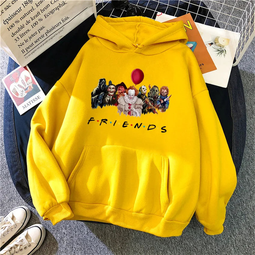 Women Hoodies Japanese Anime Demon Friend print Hip Hop Fleece Woman Casual Pullover Unisex Streetwear Male Y2K Clothes Hoody