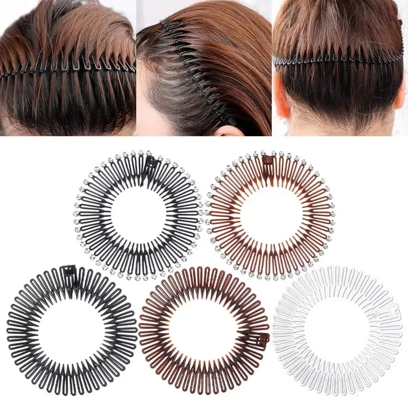 Women Plastic Full Circle Stretch Diamond Flexible Comb Teeth Headband Hair Band Clip Face Wash Fixed Hair Accessories Non-Slip
