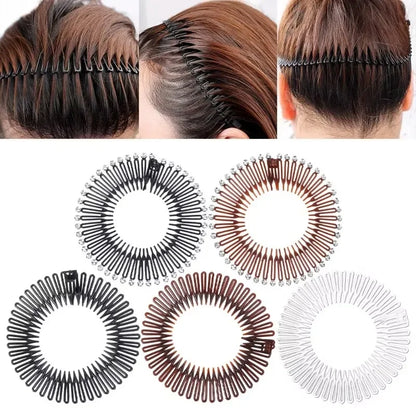 Women Plastic Full Circle Stretch Diamond Flexible Comb Teeth Headband Hair Band Clip Face Wash Fixed Hair Accessories Non-Slip