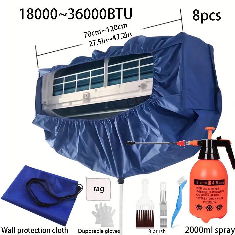 Summer Air Conditioning Cleaning Cover Suitable for  9000~36000BTU Hanging AC Thickened Dust Water Bag Support Plate Cleaner Set