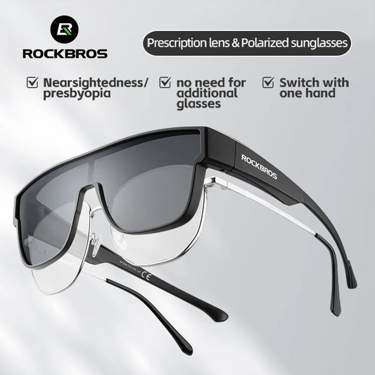 ROCKBROS Polarized Cycling Glasses Lightweight UV400 Sun Protection Myopia Dual Wear Sunglasses Men Women MTB Road Bike Glasses