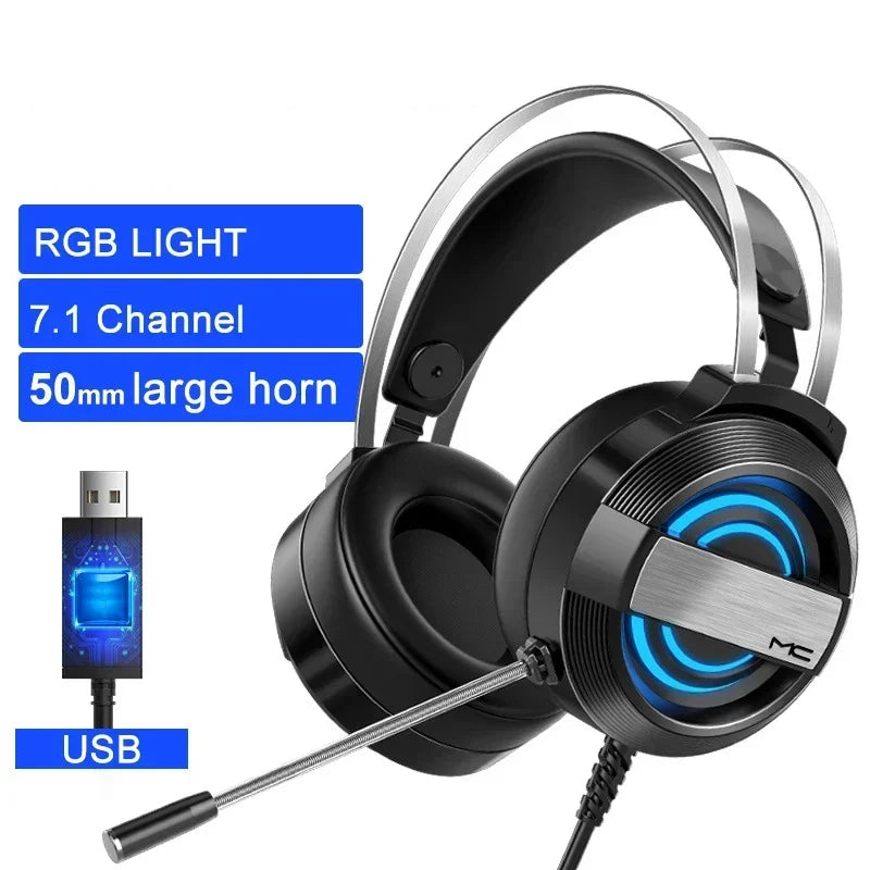 RGB Headset Gamer Wired Headset PC PS4 Gaming Headphones with HD Flexible Mic 3.5mm Headphone for Xbox PS5 Switch Computer Games