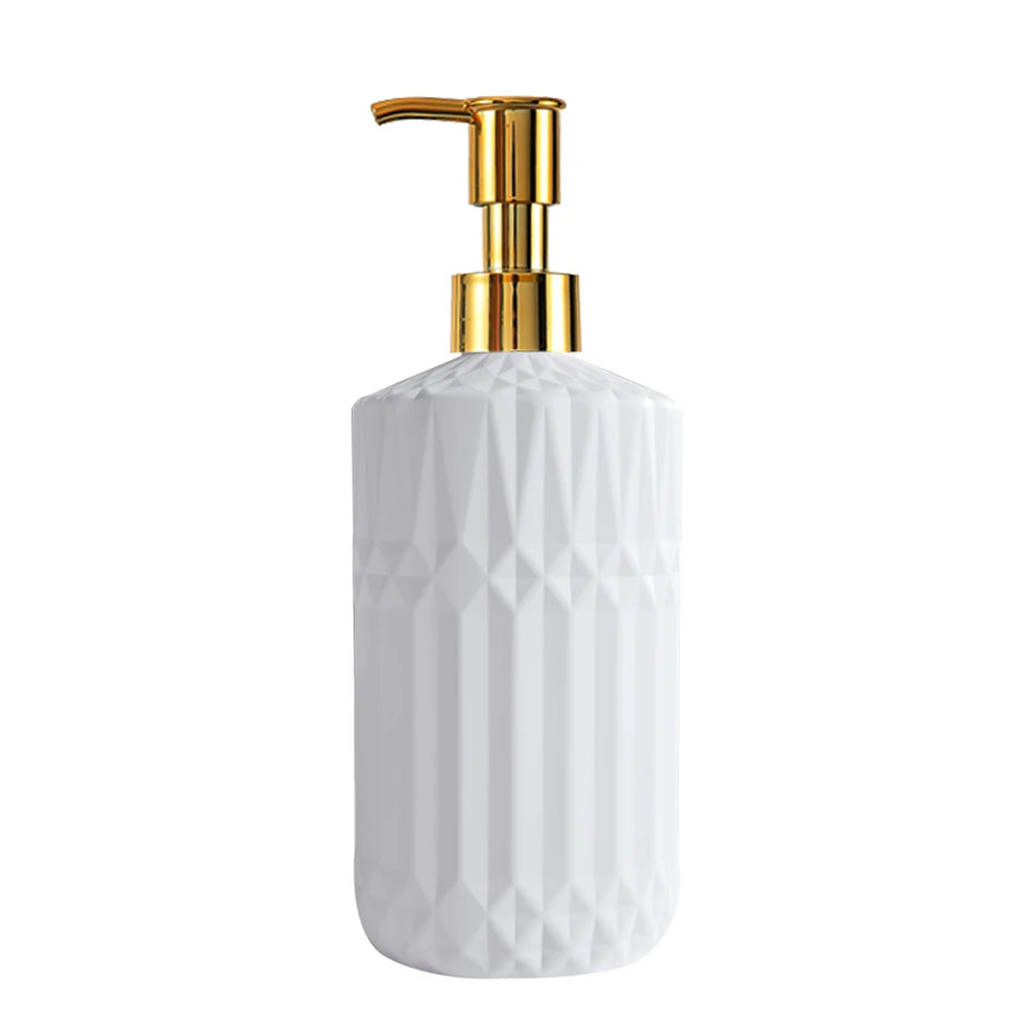 Soap Dispenser Rhombus Lotion Bottle Bathroom and Kitchen Sink Dish Soap Hands Soap Shampoo Container with Silicone Tray Tags