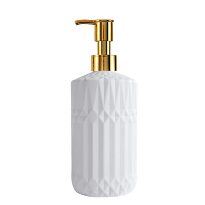 Soap Dispenser Rhombus Lotion Bottle Bathroom and Kitchen Sink Dish Soap Hands Soap Shampoo Container with Silicone Tray Tags