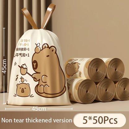 Thickened Tear-Free Drawstring Garbage Bag Portable Large Kitchen Cleaning Bag Household Essential