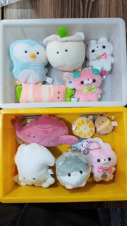 Yumeya capsule toys cute kawaii Hokkaido animals plush pouch stuffed bird squirrel earphones bag coin purse ball chain pendant