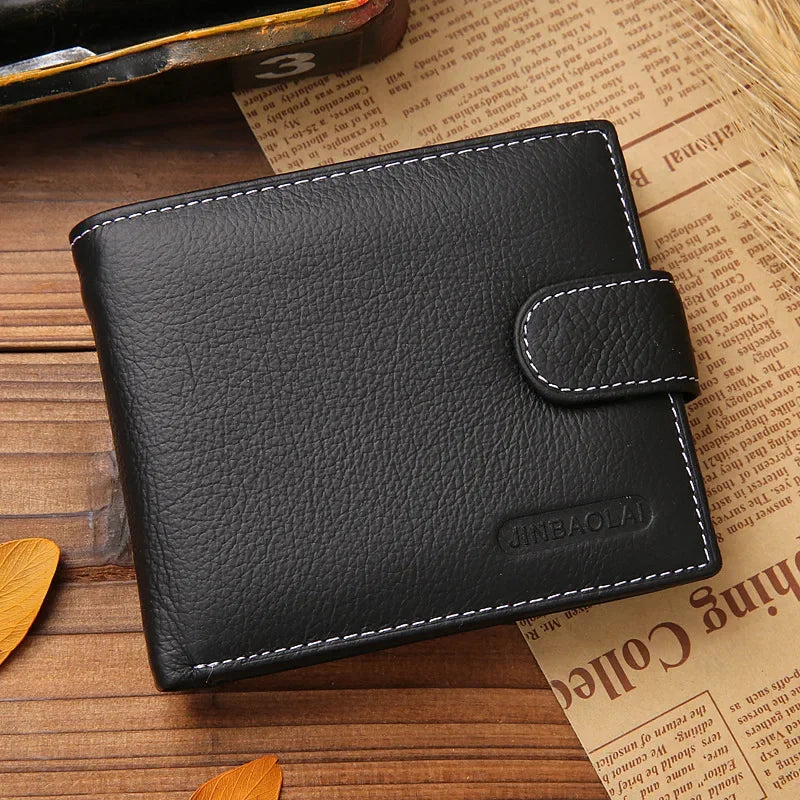 Bag Leather Men Wallets Cow Leather Solid Retro Style Zipper Purse Man Card Horders Multifunctional Money Clip Male Wallet