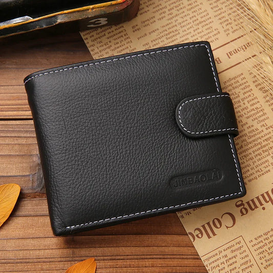 Bag Leather Men Wallets Cow Leather Solid Retro Style Zipper Purse Man Card Horders Multifunctional Money Clip Male Wallet