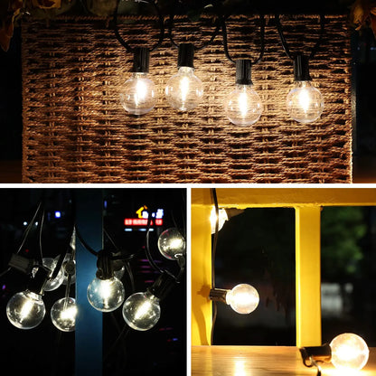 Vintage G40 Led String Light Replacement Bulb 1W Plastic Shatterproof Globe Mini Ball Lamp E12 Base 2200K PET Edison Light Bulbs