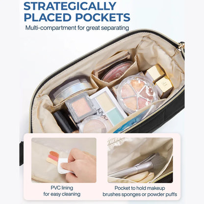 BAGSMART Travel Makeup Bag Cosmetic Bag for purse Make Up Brush Organizer Case for Women Large Wide-open Portable Pouch
