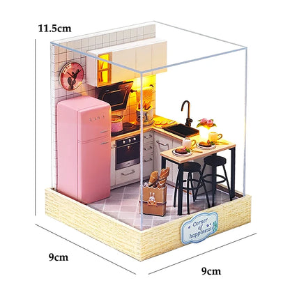 Wooden Miniature Doll House 3D Puzzle Toy Assembled DollHouses Building Model Kit Making Room Toys Decorations With Furniture