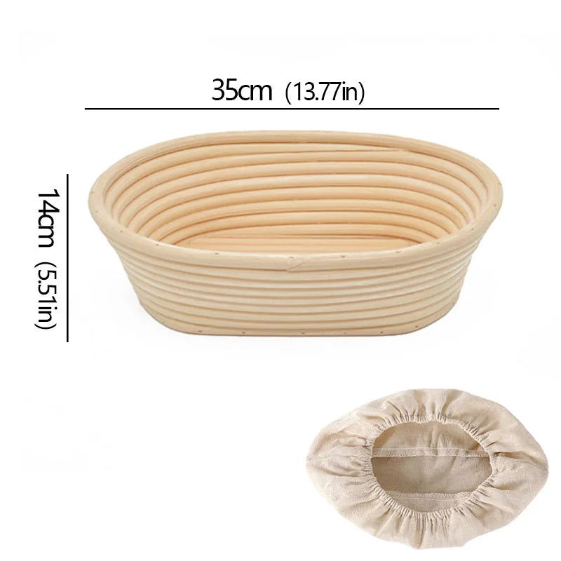Oval/Round Bread Rattan Fermentation Basket Handmade Rattan Wicker Baking Bowl Kitchen Tool for Home Bakers Bread Baking Tools
