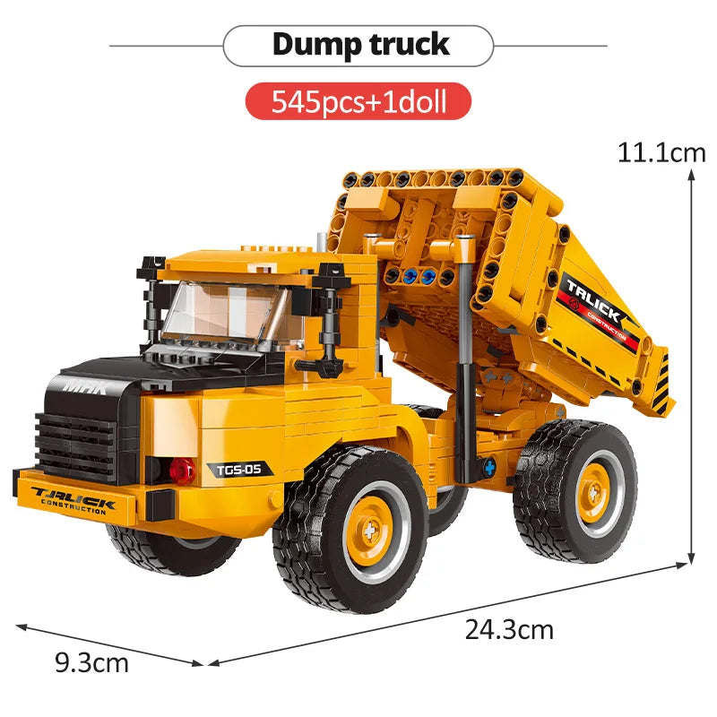 ZKZC City Engineering Vehicle Excavating Machine Building Block Dump Truck Hang Vehicle Brick Toys Series Children Gifts