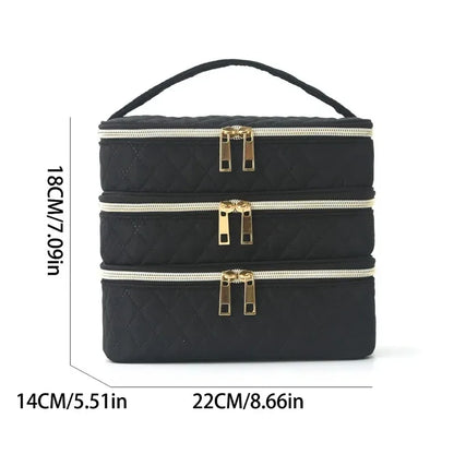 3 Layer Nail Polish Organizer Bag Holds 84 Bottles Nail Lamp Detachable Compartments Travel Salon Home DIY  Nail Tech Storage