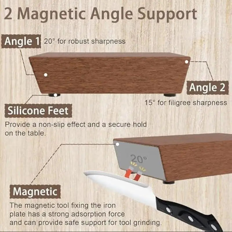 Rolling Knife Sharpener Kit Magnetic Knife Holder Diamond Sharpening Whetstone with 15 & 20 Degrees Angle Roller Kitchen Tools
