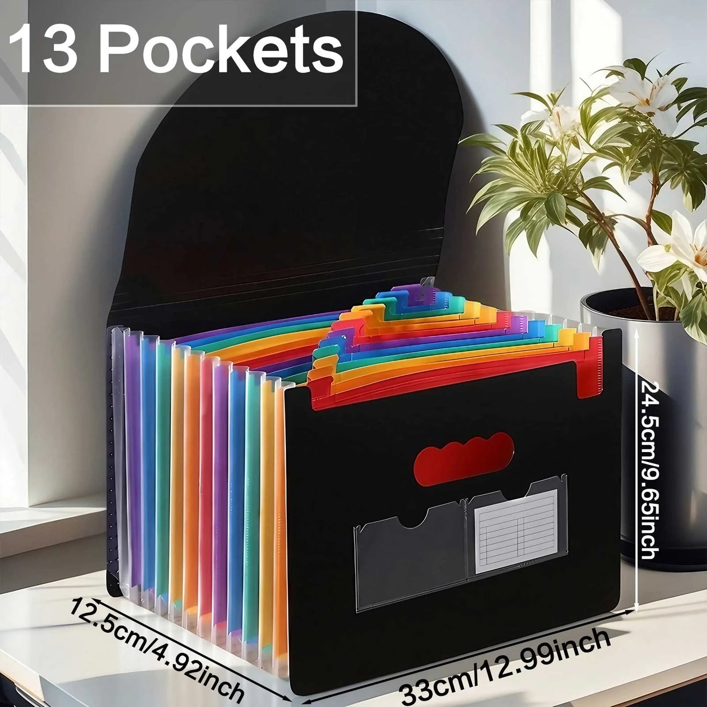 STONEGO Accordion Bag 13/25 Grid Three-side Sealed Flap Folder, Office Document Storage Bag, Durable and Waterproof Design