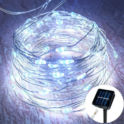 1 Pack Copper Wire Outdoor Solar Light String 8 Modes for Wedding Party Home Garden Summer Decoration LED Solar Garland Lamp