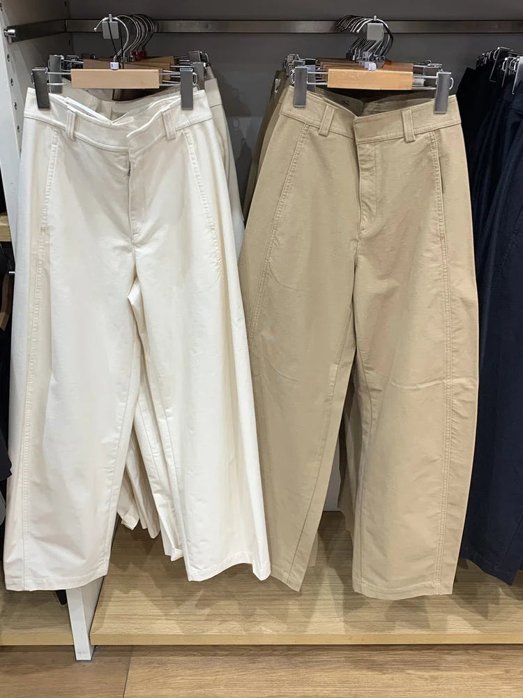 Women's Knitted Wide Leg Pants Casual Trousers Autumn Winter New Sle High Waist Zipper Cotton Loose Fit Comfortable Casual ...