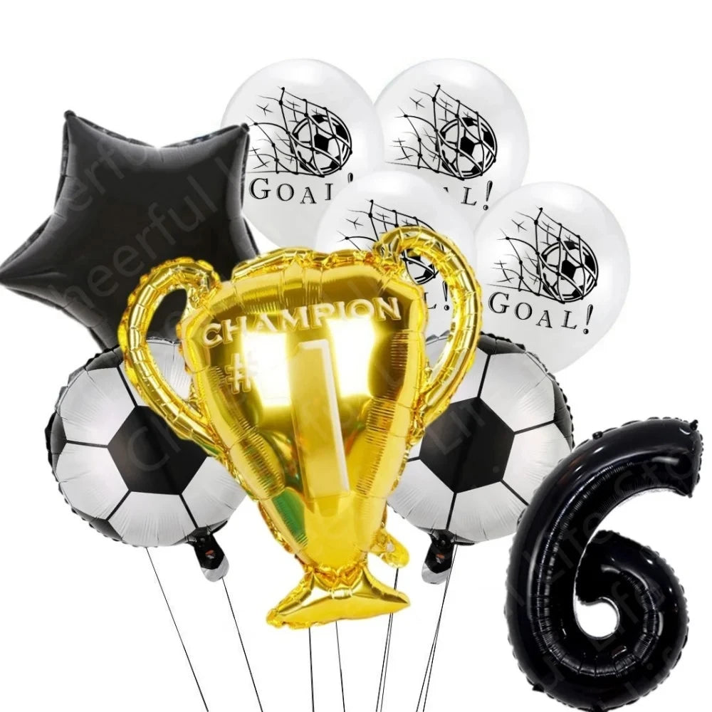 White Football Birthday Party Decorations Soccer Disposable supplies Tablecloth bag balloons children favors Kids Boys Baby game
