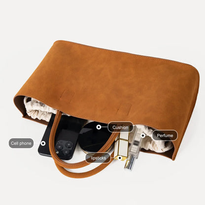 Tote Bag for Women Large Capacity Handbag with Multi Pocket Suede Top Handle Bag Solid Satchel Purse Shopping Commuter Bag