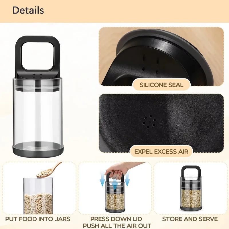 Vacuum Transparent Coffee Bean Storage Tank High Quality Storage Tank Suitable For Kitchen And Home Seal Exhaust And Freshness