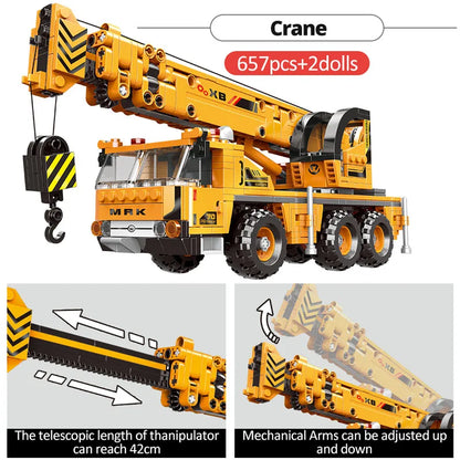 ZKZC City Engineering Vehicle Excavating Machine Building Block Dump Truck Hang Vehicle Brick Toys Series Children Gifts