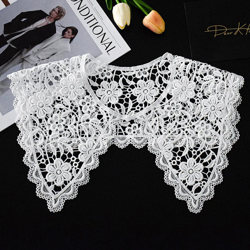 Summer Knitted Hollow Thin Lace Fake Collar Shawl Pullover Short Suspender Skirt False Collar Detachable Collars Sun Protection