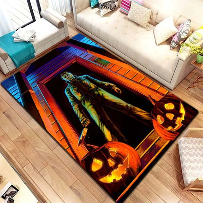 VIKAMA M-Michael Myers Horror Halloween Decorative Warmer Rug Home Living Room Bedroom Carpet Bathroom Kitchen Non Slip Carpet