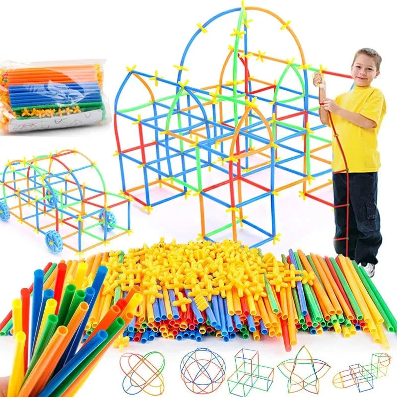 Straw Constructor Toys Building Toys Straws and Connectors Building Sets Colorful Motor Skills Engineering Educational Toy