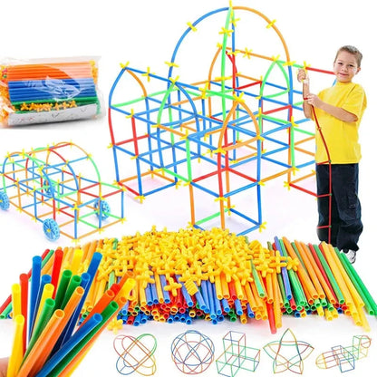 Straw Constructor Toys Building Toys Straws and Connectors Building Sets Colorful Motor Skills Engineering Educational Toy