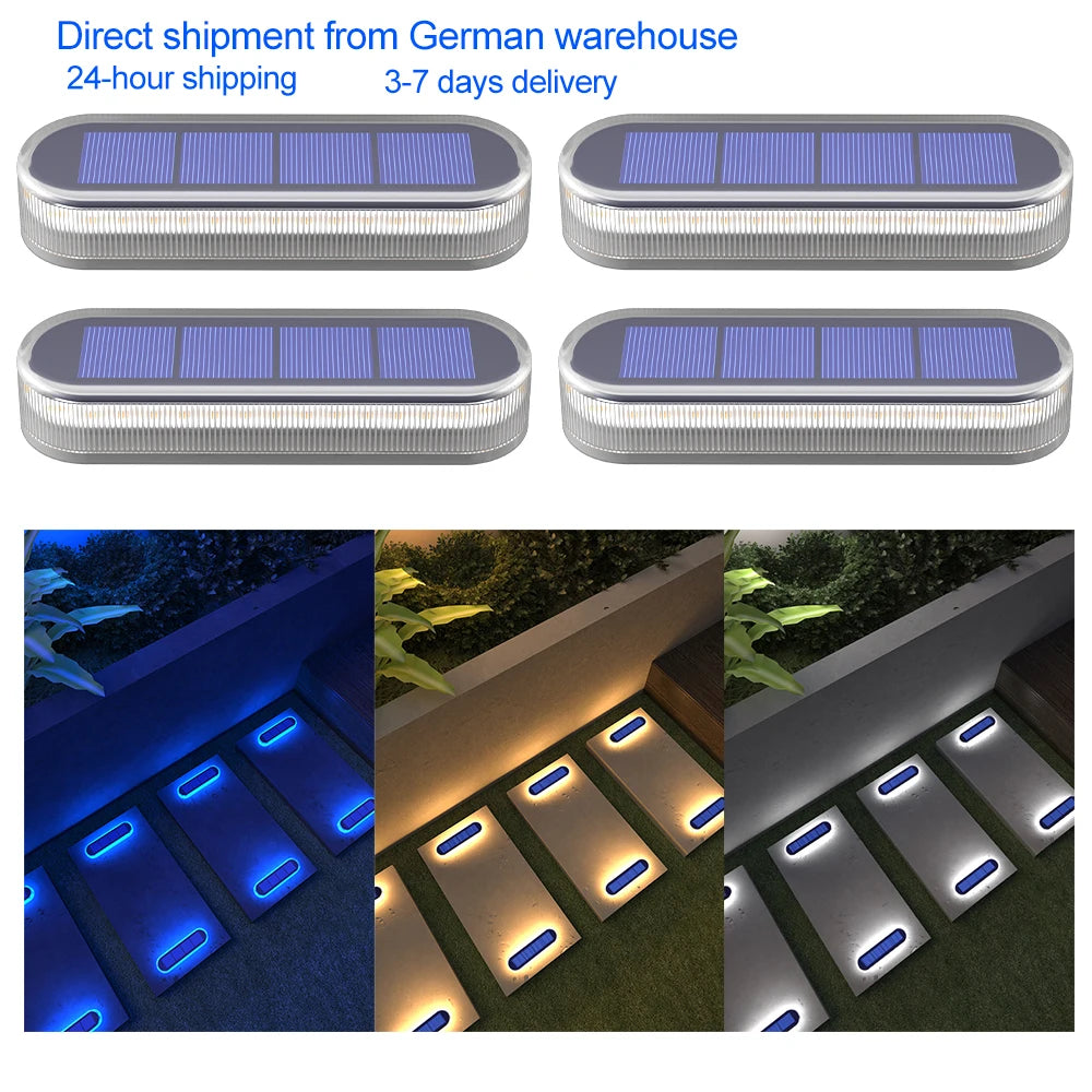 Solar Deck Light Outdoor Solar Lighting Stair Lamp Waterproof IP68 30 LEDs For Railing Fence Yard Lamp Exterior Decorative