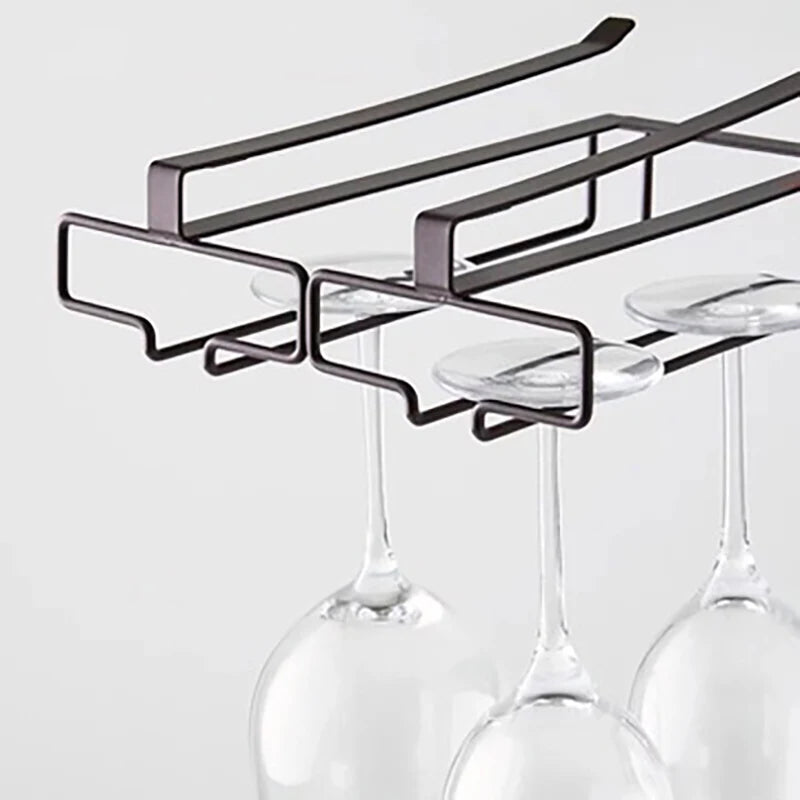 Wine Glasses Holder Bartender Stemware Hanging Rack Under Cabinet Stemware Organizer Glass Goblet Iron Rack Bar Kitchen Tools