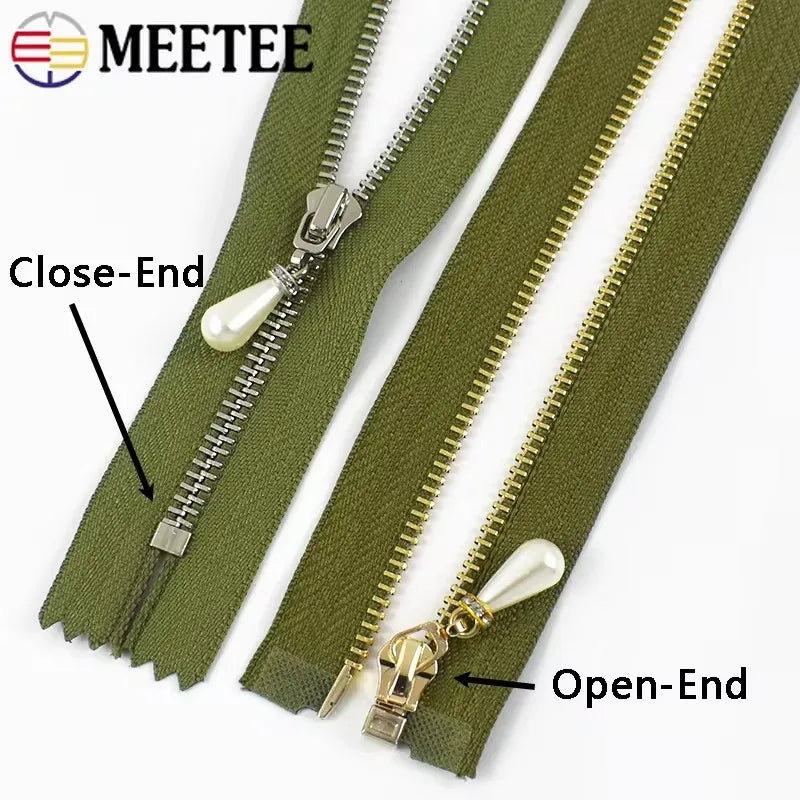 3Pcs Meetee 3# Metal Zippers Bag Zipper Closure 15-70cm Jacket Purse Easy Repair Zips Open/Close-End Coat Zip Sewing Accessories