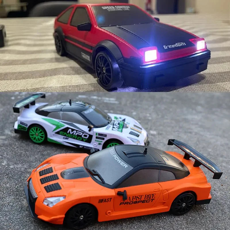 ZWN GTR Model AE86 RC CAR With LED Light 2.4G Radio Remote Control Drift Cars Professional 4WD Racing Toys for Children Gifts
