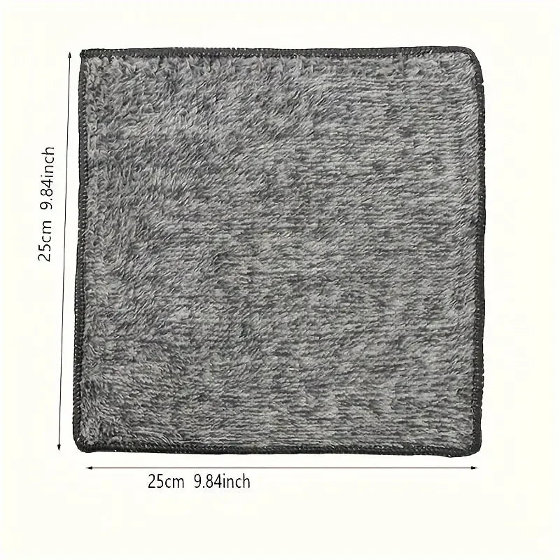 1/100PCS Gray Bamboo Charcoal Thickened Super Absorbent Dishcloth Anti-grease Kitchen Wiping Rags Microfiber Cleaning Cloths