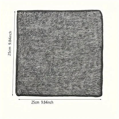 1/100PCS Gray Bamboo Charcoal Thickened Super Absorbent Dishcloth Anti-grease Kitchen Wiping Rags Microfiber Cleaning Cloths