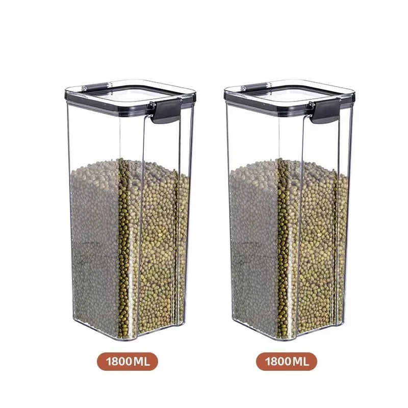 Sealed Jars Kitchen Grain Storage Organizer Large Tank Plastic Moisture-proof Storage Box Stackable Household Seasoning Jars Set