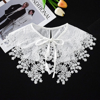 Summer Knitted Hollow Thin Lace Fake Collar Shawl Pullover Short Suspender Skirt False Collar Detachable Collars Sun Protection