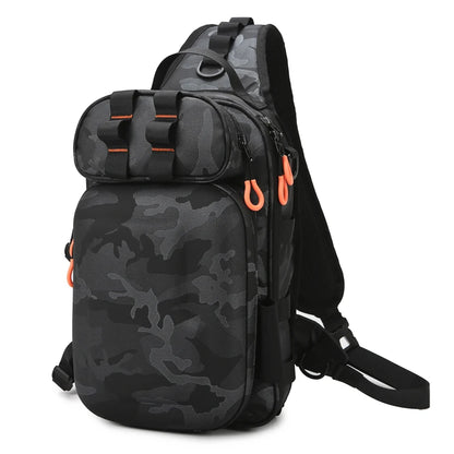 Tactical Fishing Sling Shoulder Bag with Rod Holder Large Storage Outdoor Hiking Climbing Camping Rucksack Chest Fanny Pack