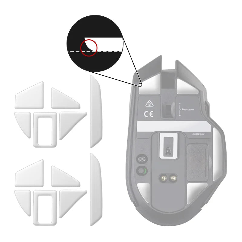 2 Sets Hotline Games 3.0 Plus Rounded Curved Edges Mouse Feet Skates for Razer Basilisk Ultimate Mouse Feet Pad Replacement