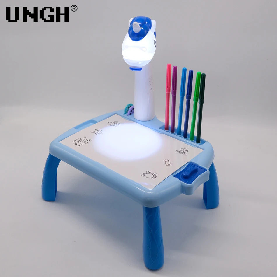 UNGH Children led projector drawing table toy painting set table educational board learning tools painting toys for children