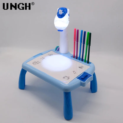 UNGH Children led projector drawing table toy painting set table educational board learning tools painting toys for children