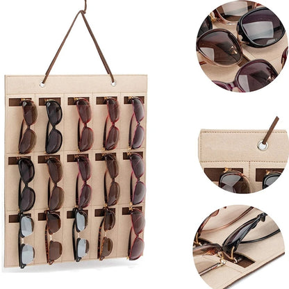1PC Dressing room wall hanging bag Multifunctional sunglasses display box Sunglasses storage bag Glasses organizer bag foldable