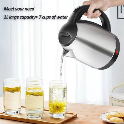 Travel Electric Kettle Tea Coffee 2L Stainless Steel Portable Water Boiler Pot For Hotel Family Trip Kitchen Smart Kettle Pot