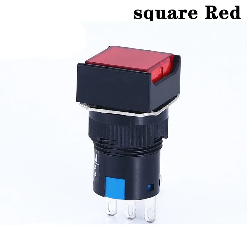 1NO1NC/2NO2NC 6.3V 12V 24V 220V Momentary Illuminuted Maintain Push Button Switches 16MM Latching Push Button Lamp LED