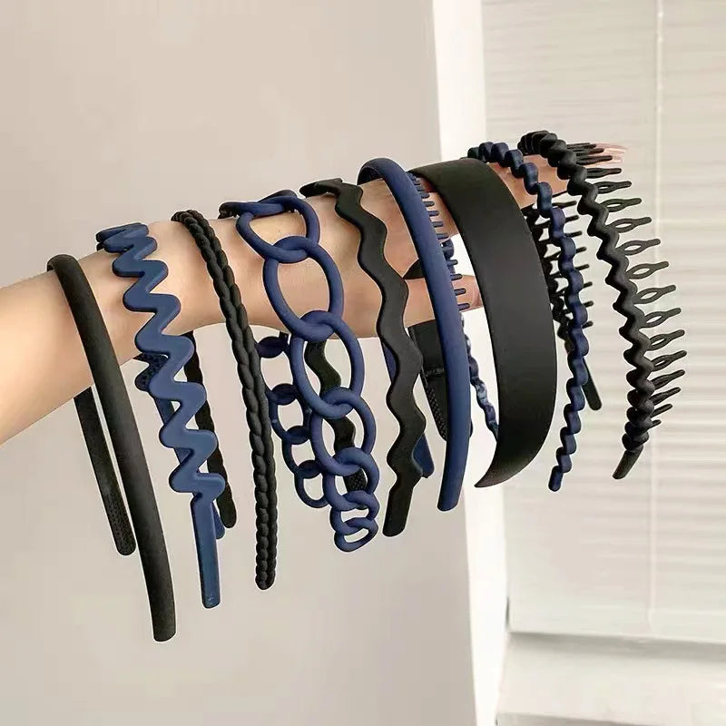 9Pcs/Set Non-slip Hair Hoop Band for Women Men Frosted Face Wash Headband Multi-style Headbands Simple Hairband Hair Accessories