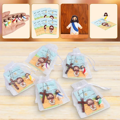 20Sets Easter Tiny Jesus Toys Include 20 Mini Jesus Figurine 20 Cards And Organza Bags Little Jesus Religious Gift
