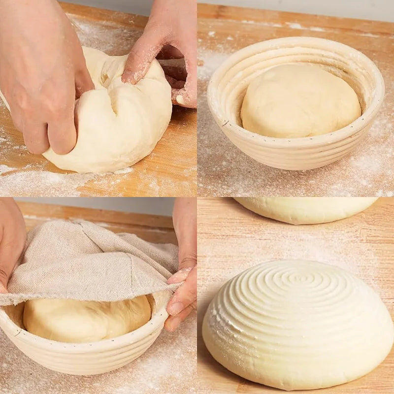 Oval/Round Bread Rattan Fermentation Basket Handmade Rattan Wicker Baking Bowl Kitchen Tool for Home Bakers Bread Baking Tools