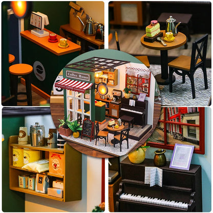Wooden Miniature Doll House 3D Puzzle Toy Assembled DollHouses Building Model Kit Making Room Toys Decorations With Furniture